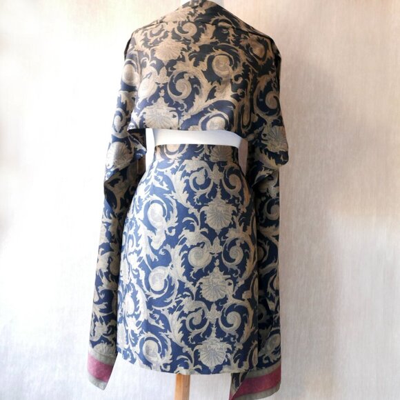 Vintage Handmade Pleated Skirt & Scarf Set - Geometric Print, New Without Tags - Picture 2 of 10